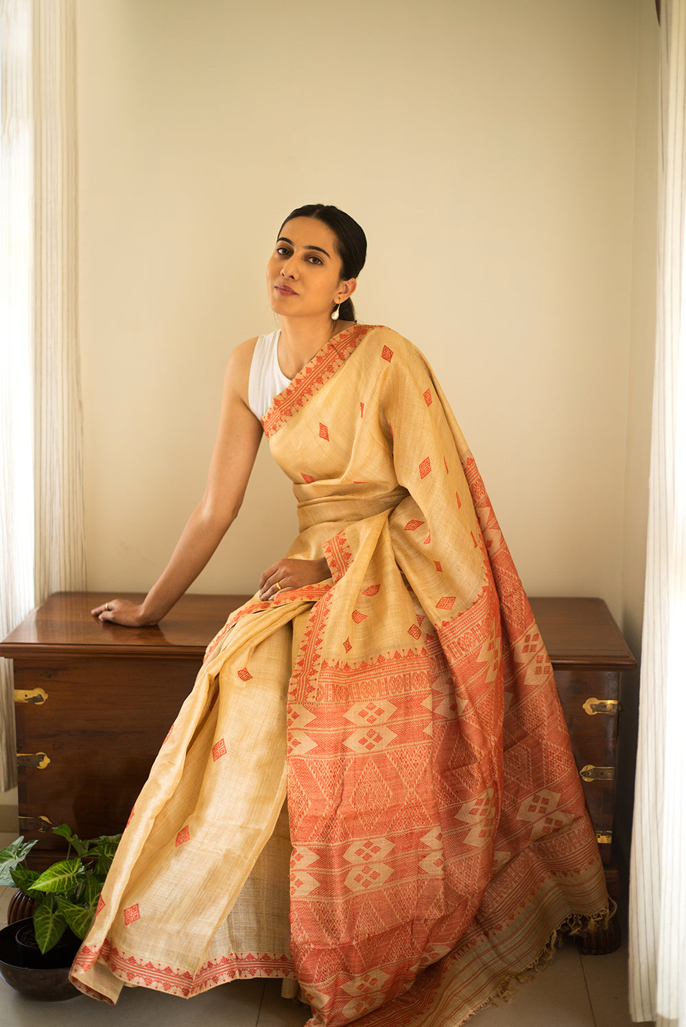 Red Assam Muga Silk