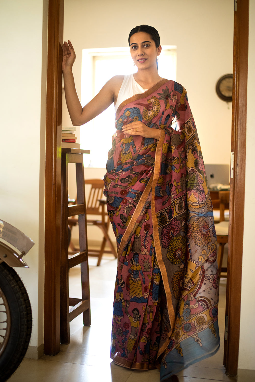 Pink Chanderi Silk Kalamkari