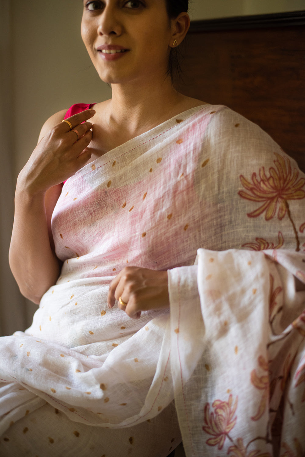 White Bengal Linen Eco Print