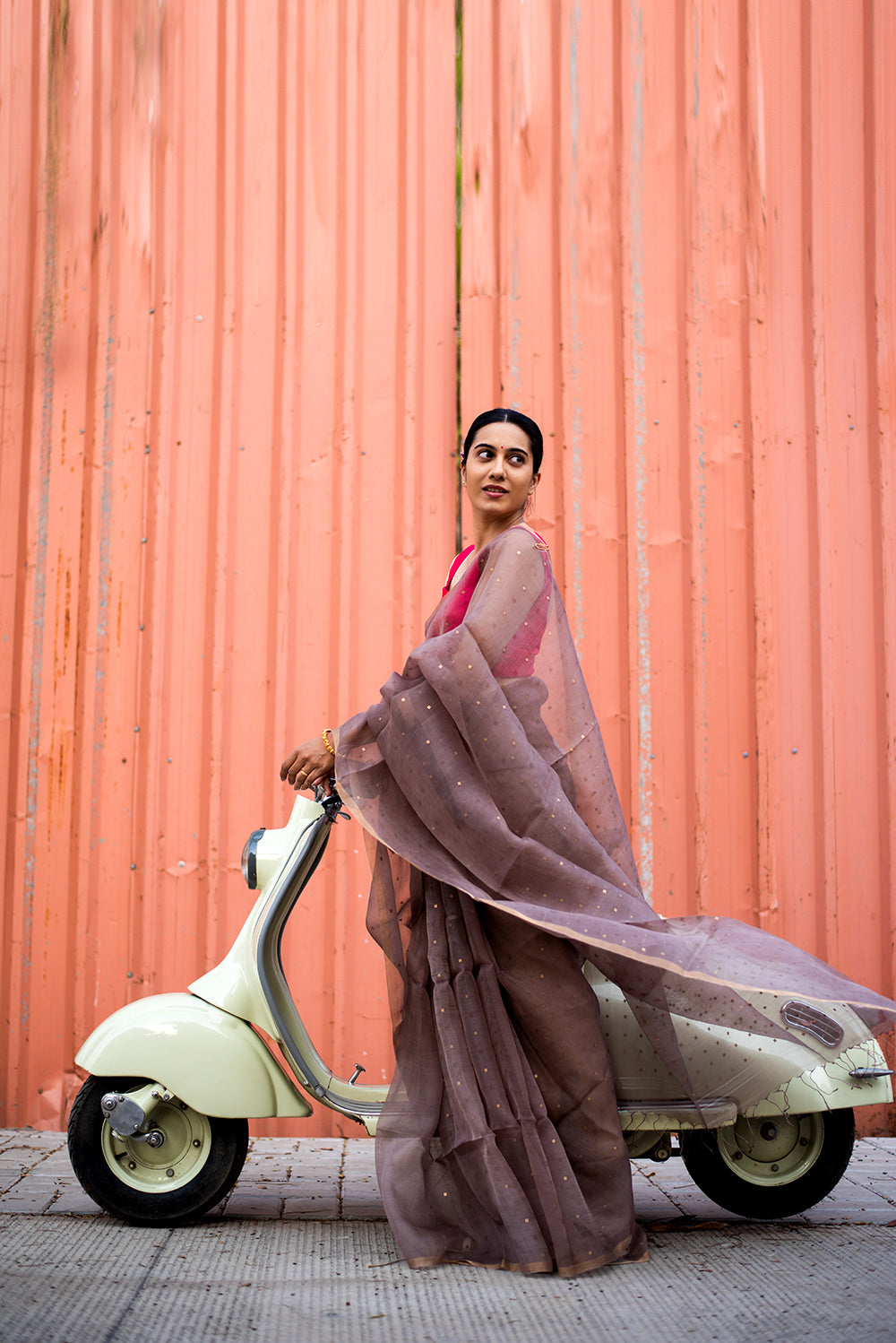 Coffee Brown Bengal Linen Jamdani