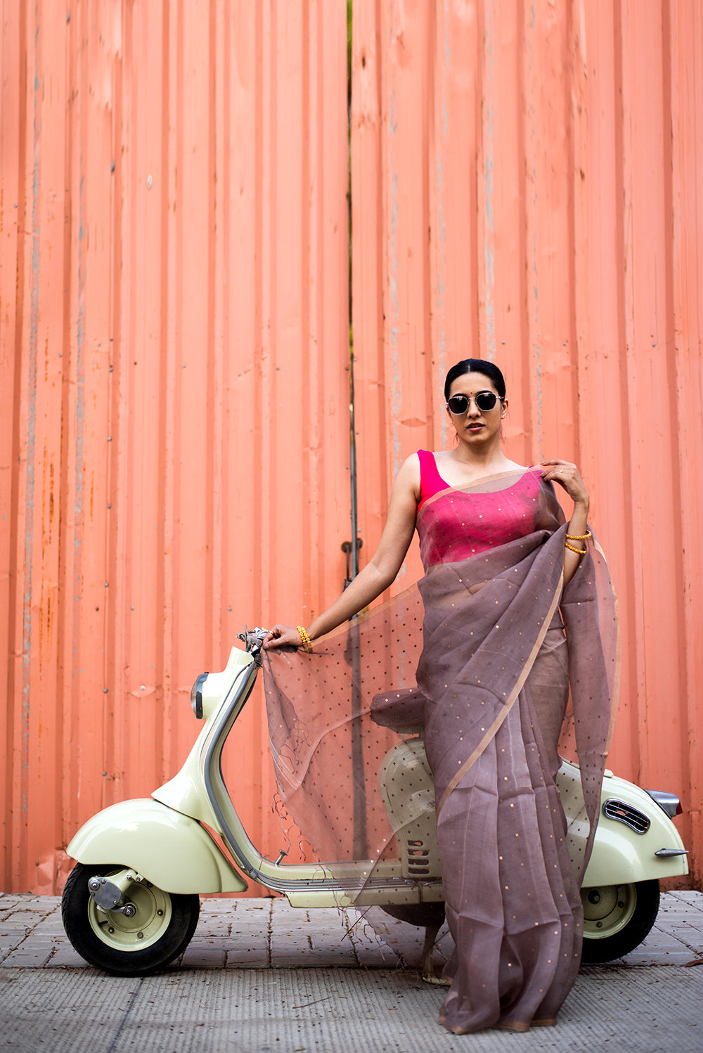 Coffee Brown Bengal Linen Jamdani