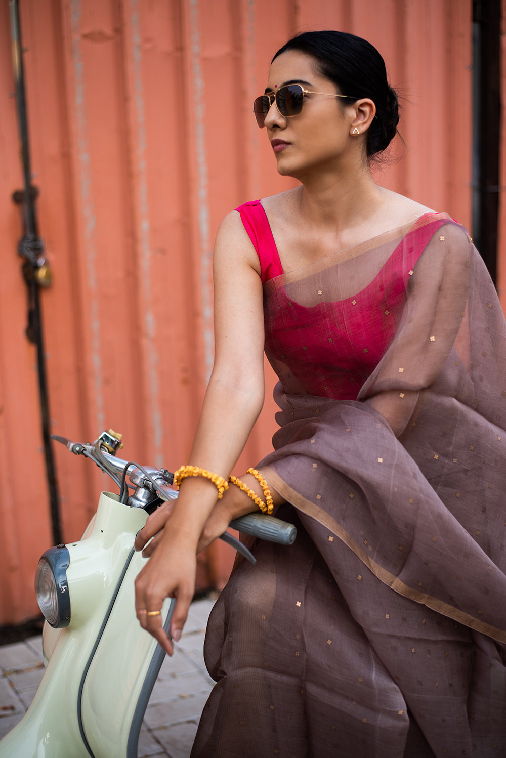 Coffee Brown Bengal Linen Jamdani