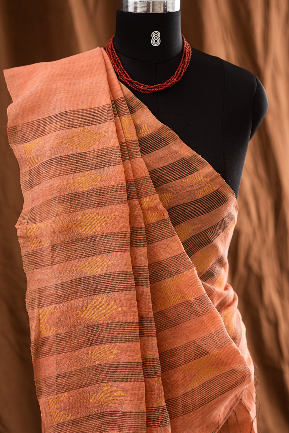 Orange Bengal Matka & Tissue Jamdani