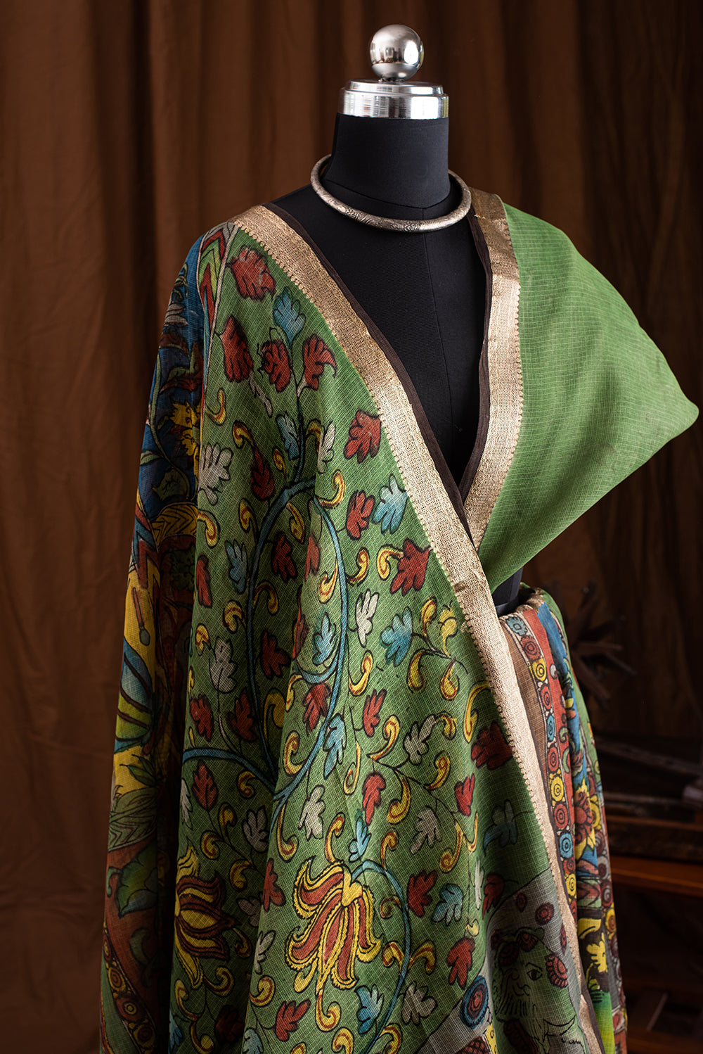 Olive Green Kota Kalamkari