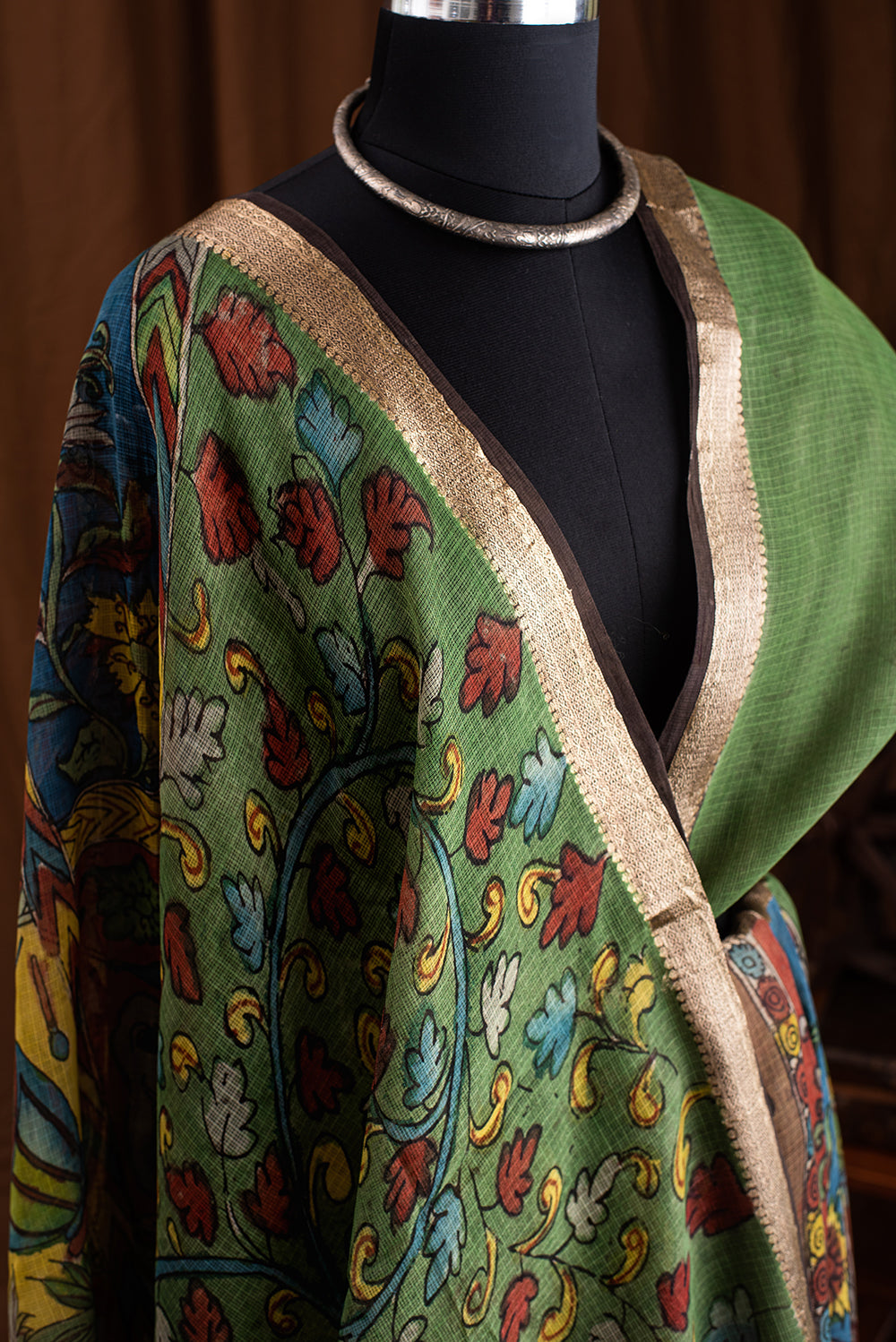 Olive Green Kota Kalamkari