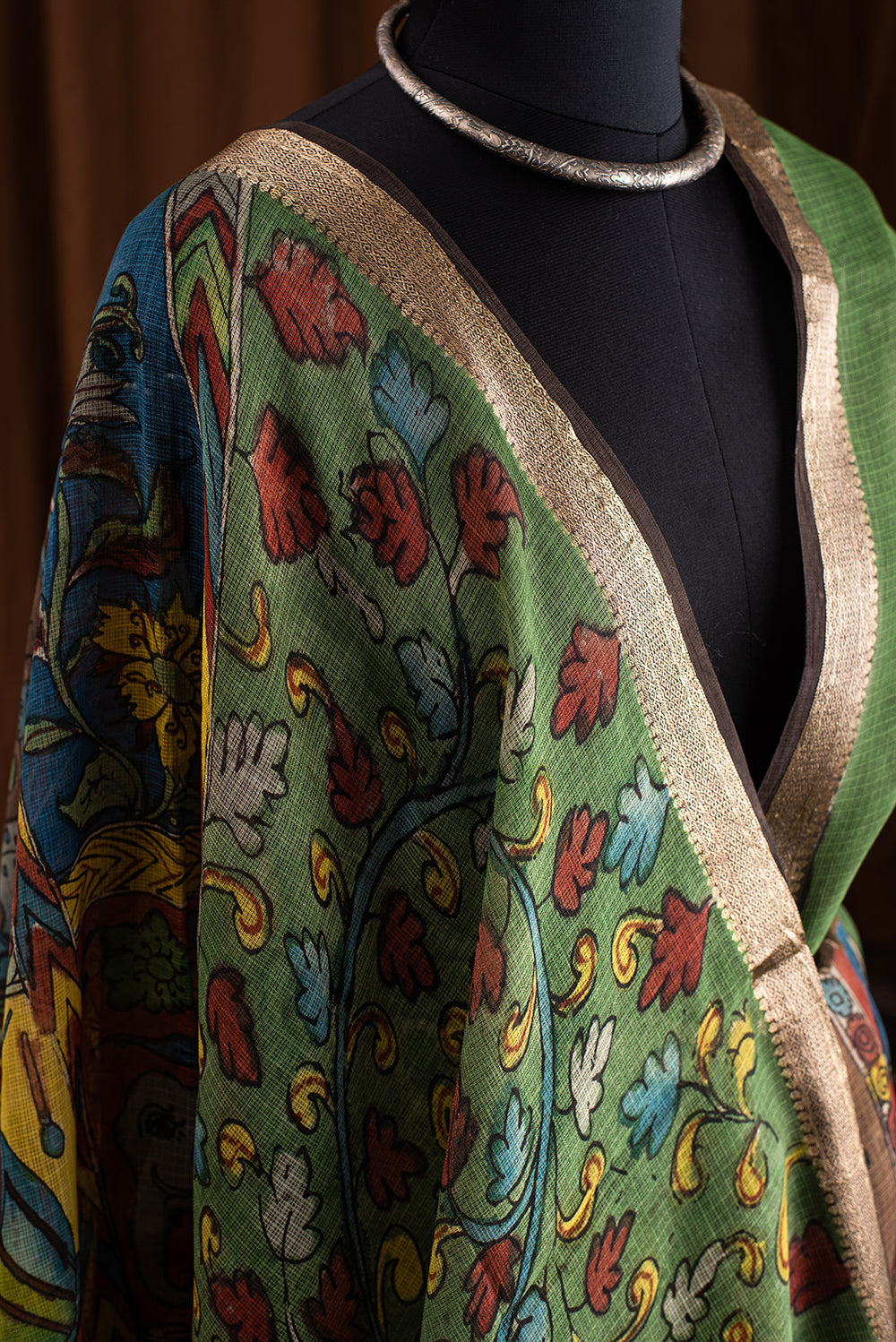 Olive Green Kota Kalamkari