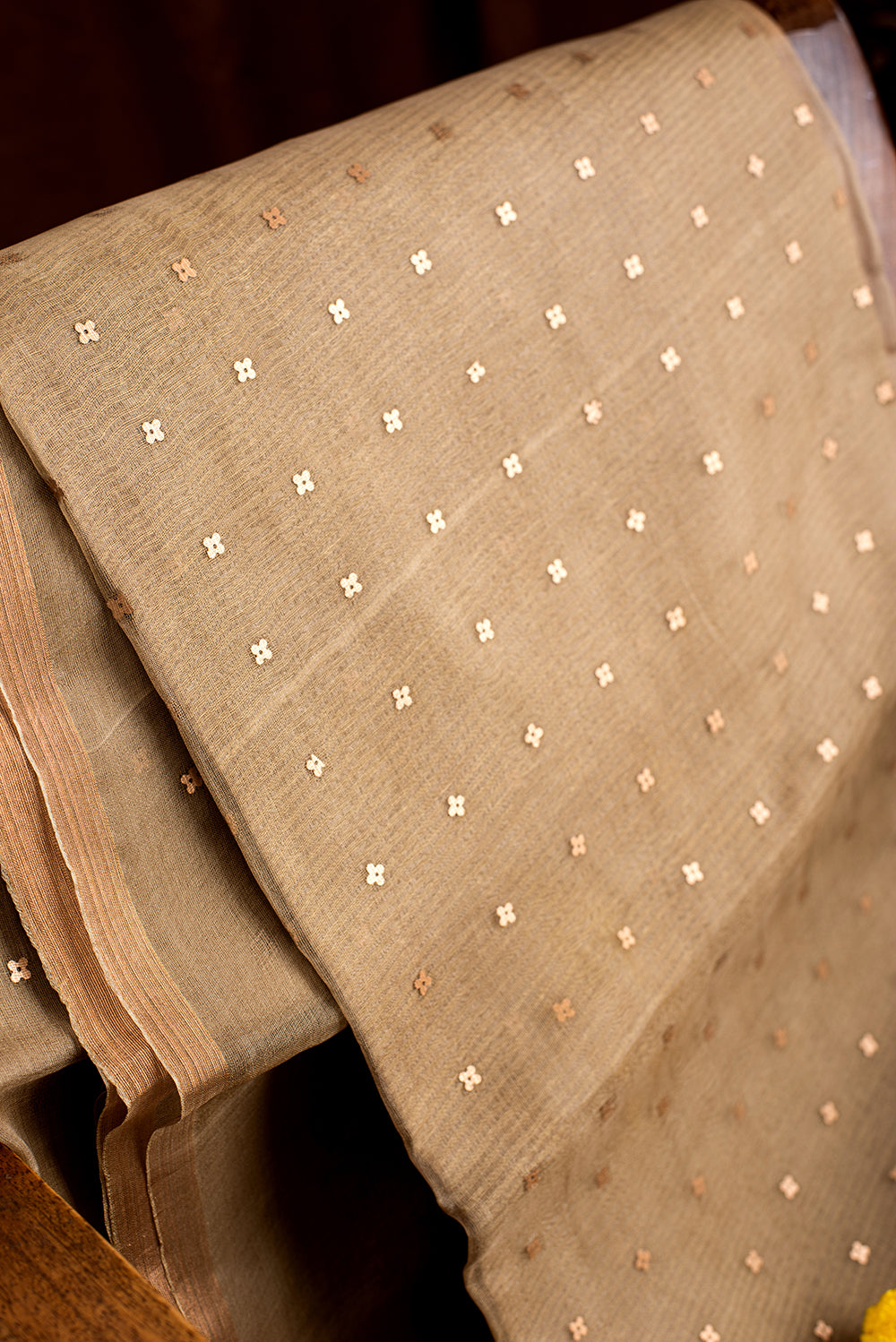 Olive Green Bengal Linen Jamdani