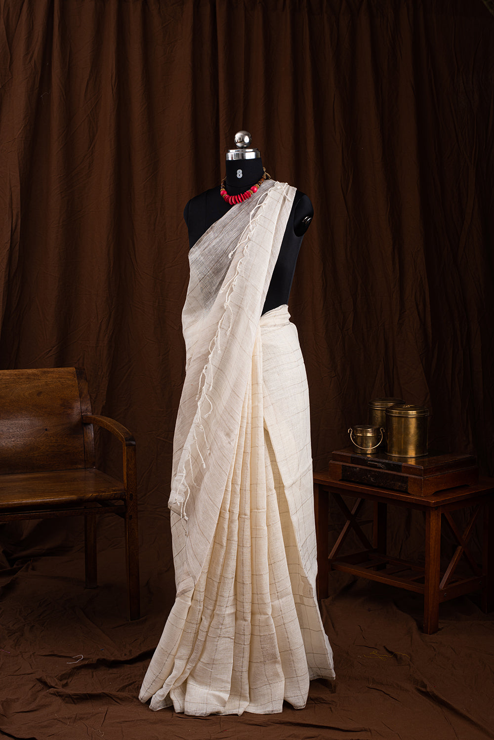 White & Gold Bengal Linen