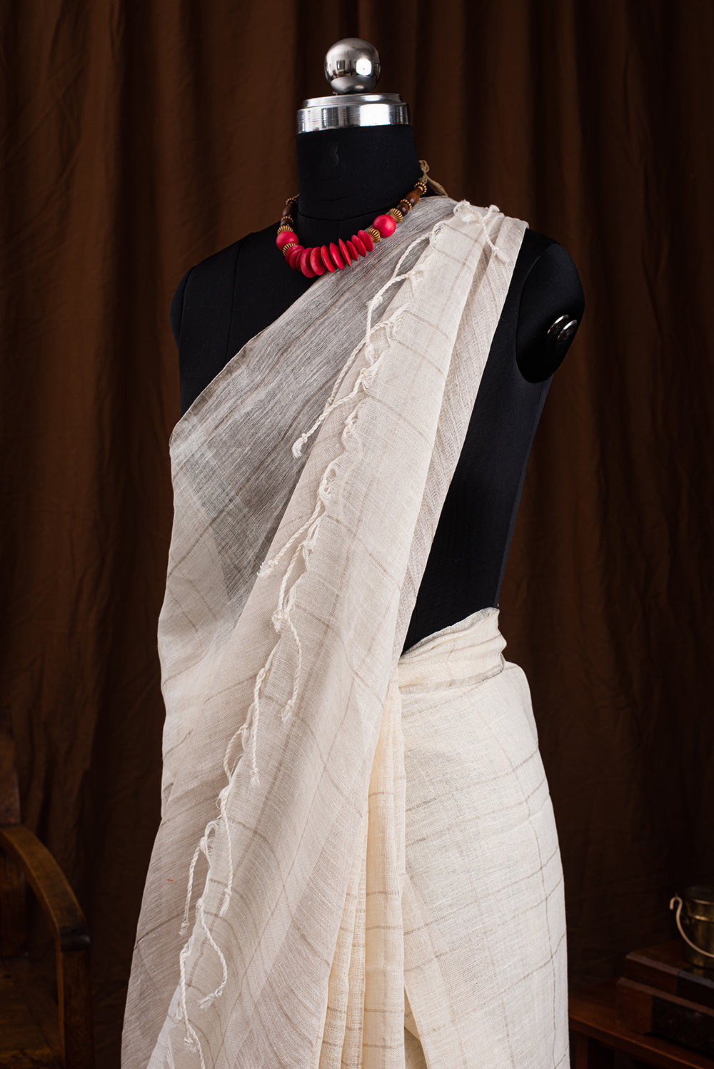 White & Gold Bengal Linen