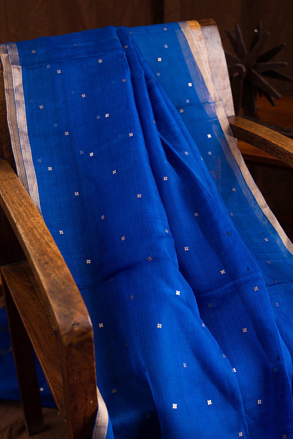 Teal Blue Bengal Linen Jamdani