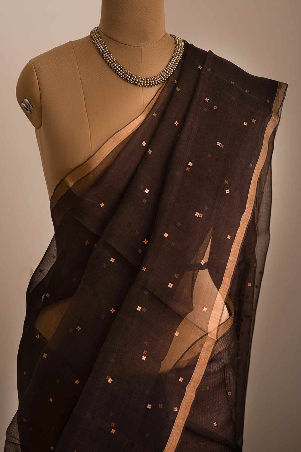 Brown Bengal Linen Jamdani