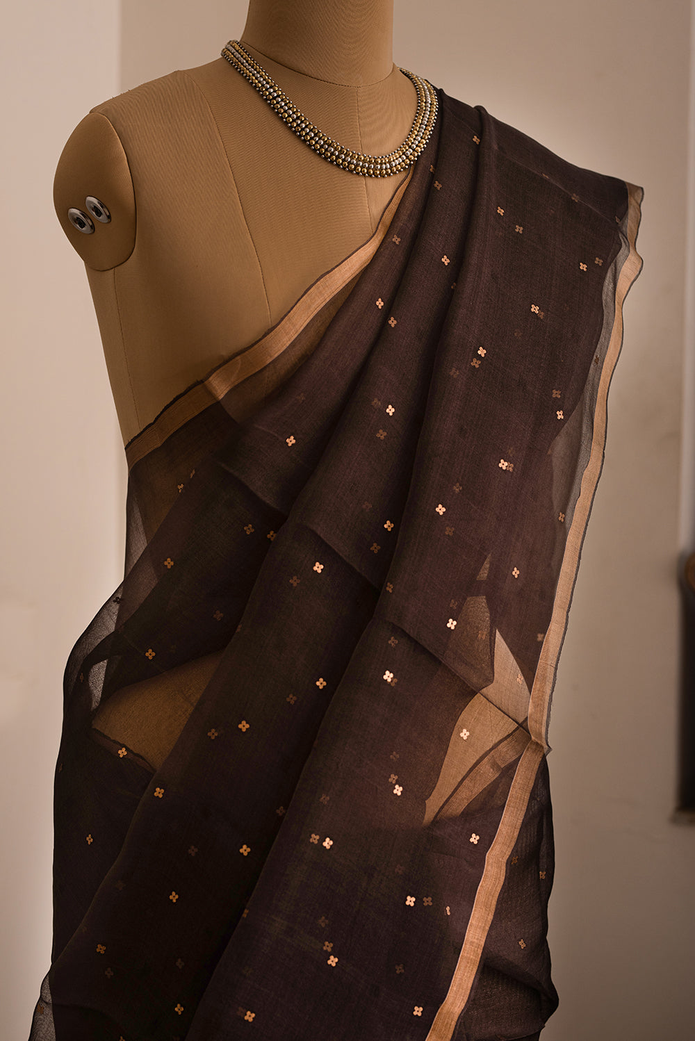Brown Bengal Linen Jamdani