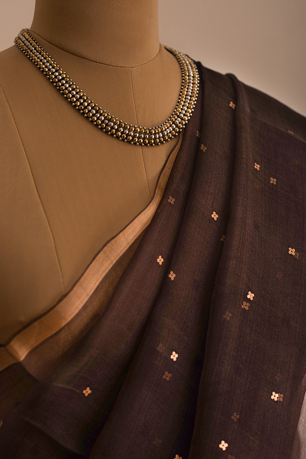Brown Bengal Linen Jamdani
