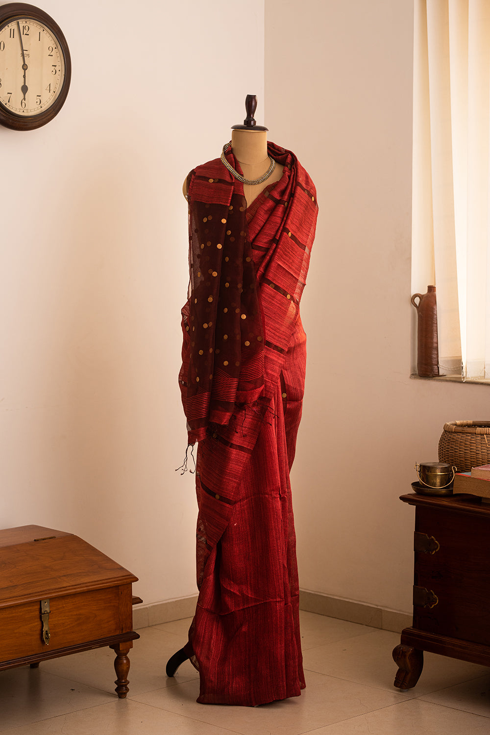 Maroon Bengal Linen & Gicha