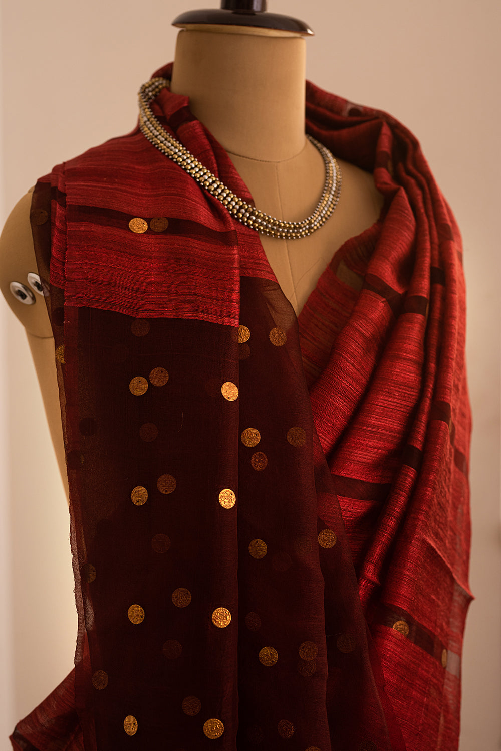 Maroon Bengal Linen & Gicha