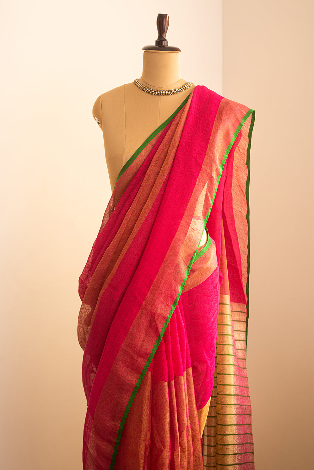 Pink & Gold Bengal Linen