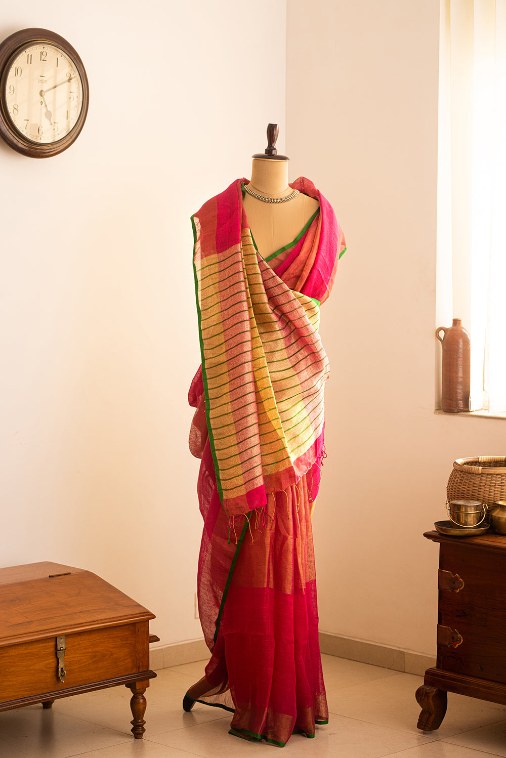Pink & Gold Bengal Linen