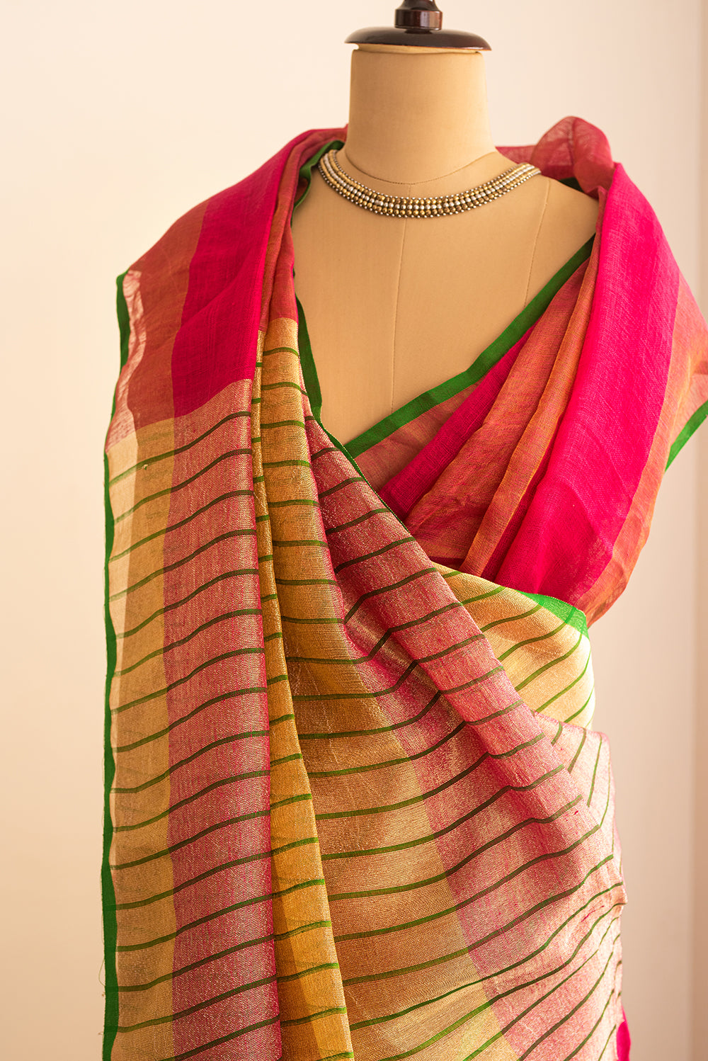 Pink & Gold Bengal Linen
