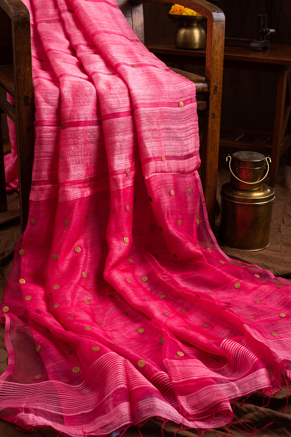 Fuschia Pink Bengal Linen & Gicha