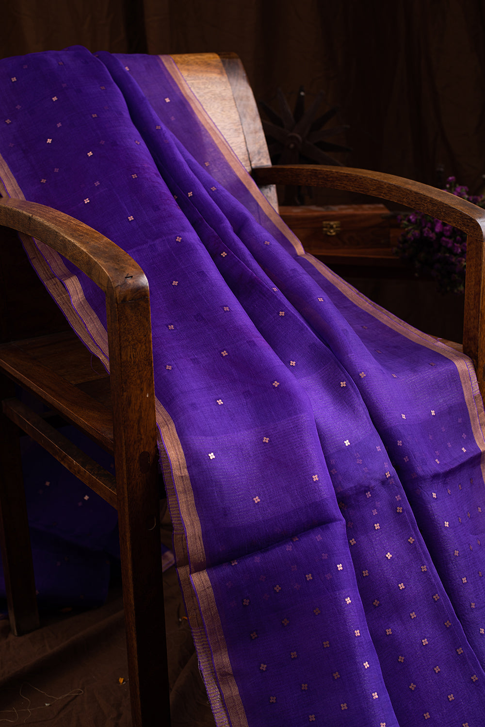Purple Bengal Linen Jamdani