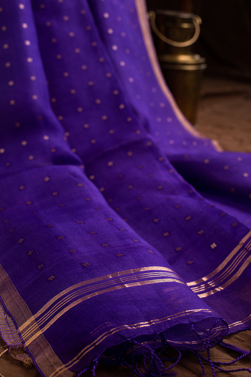 Purple Bengal Linen Jamdani