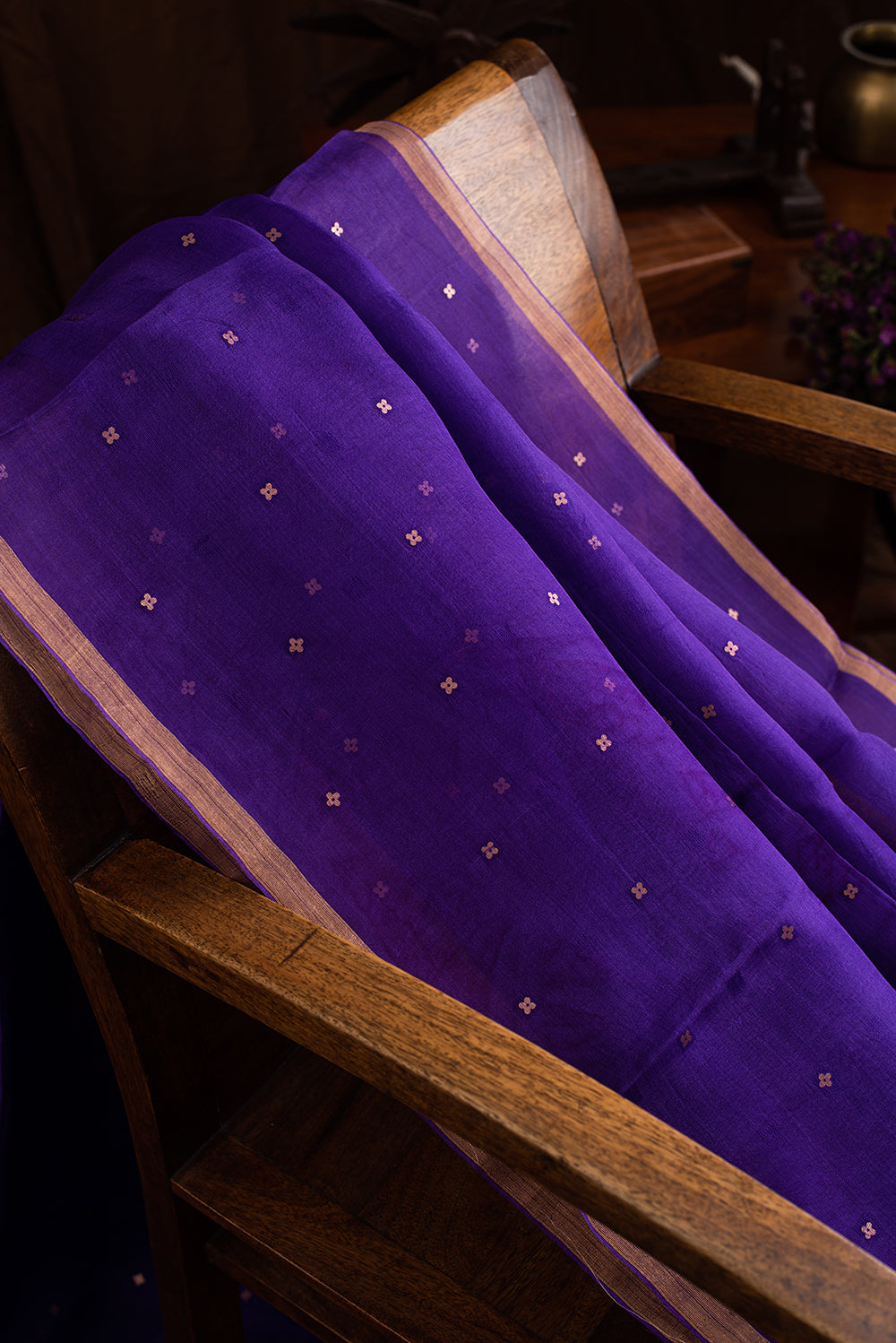 Purple Bengal Linen Jamdani
