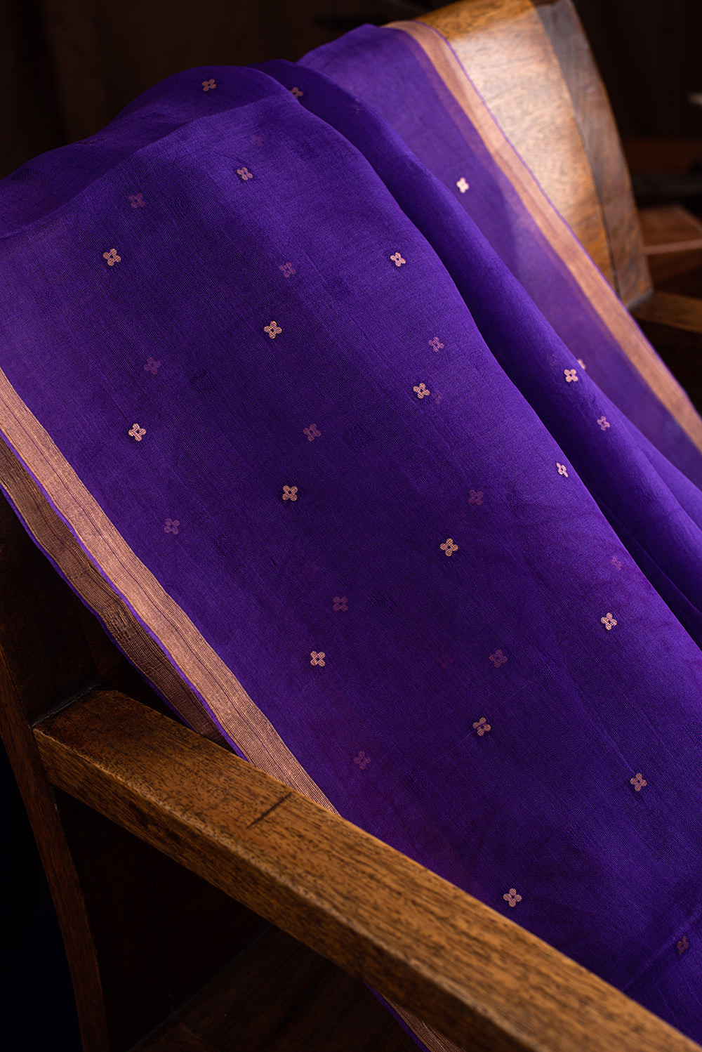 Purple Bengal Linen Jamdani