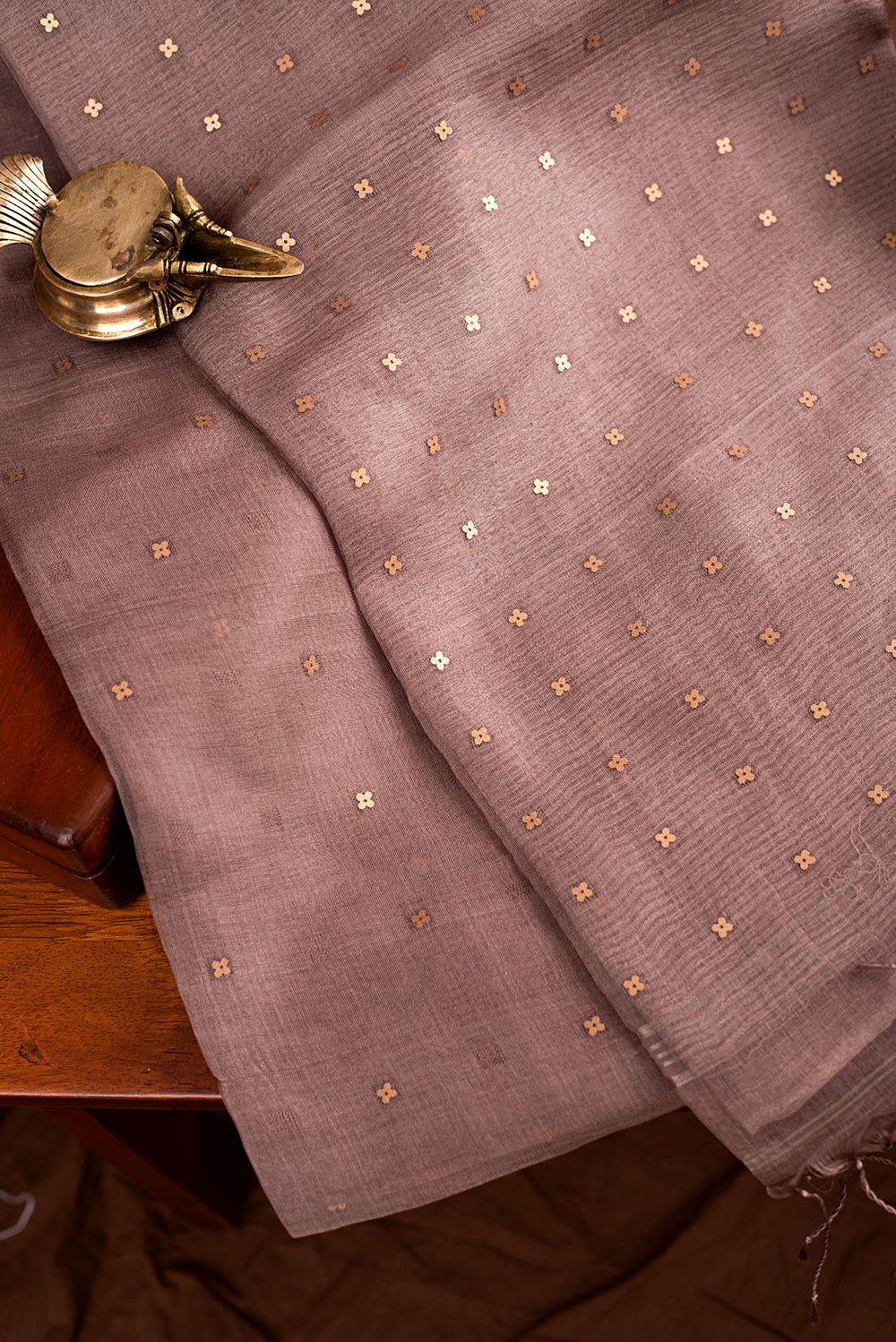 Coffee Brown Bengal Linen Jamdani