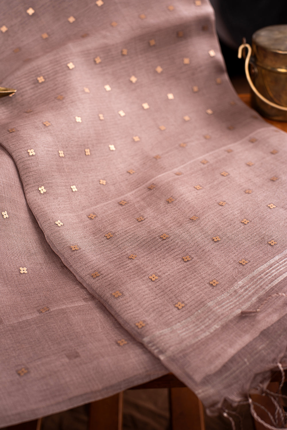 Coffee Brown Bengal Linen Jamdani