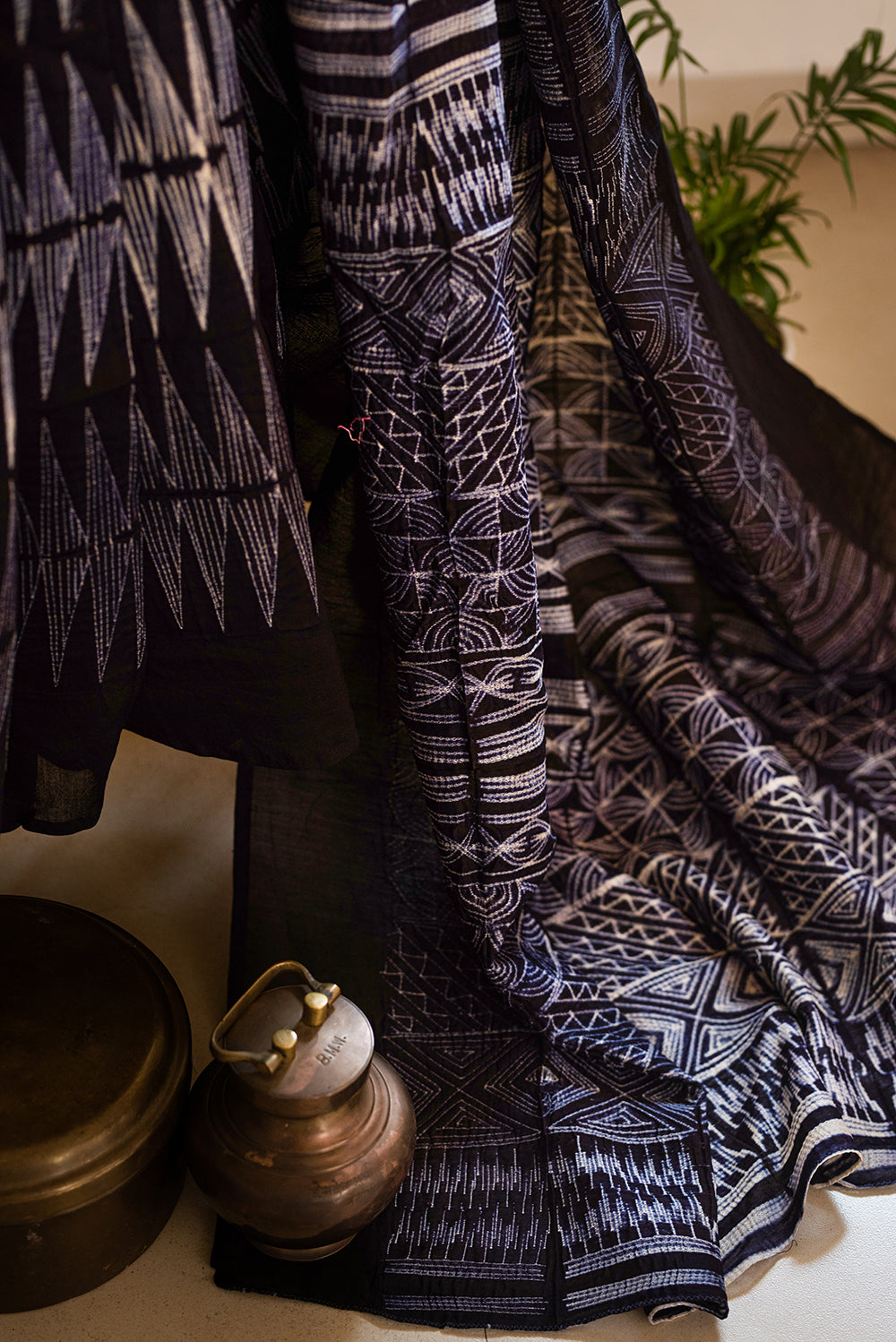 Black Chanderi Cotton Shibori