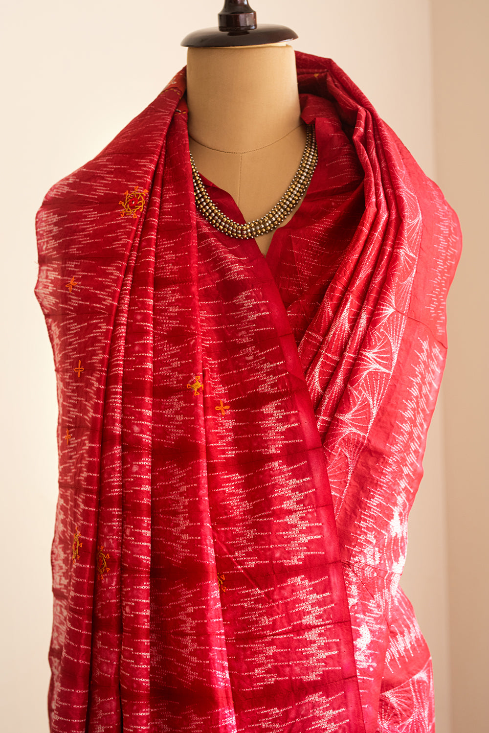 Red Shibori Silk