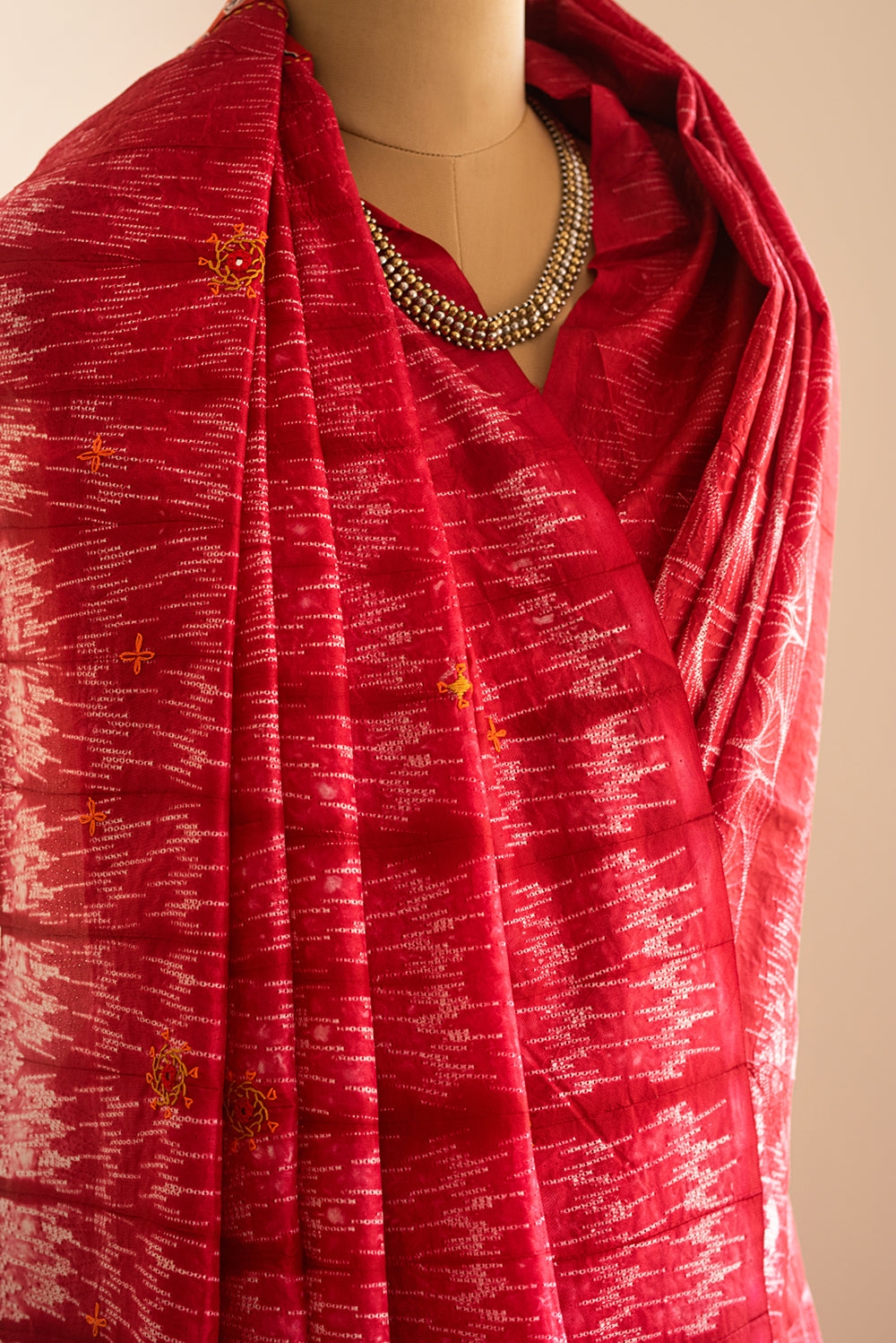 Red Shibori Silk