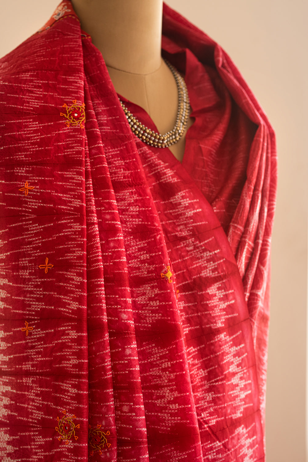 Red Shibori Silk