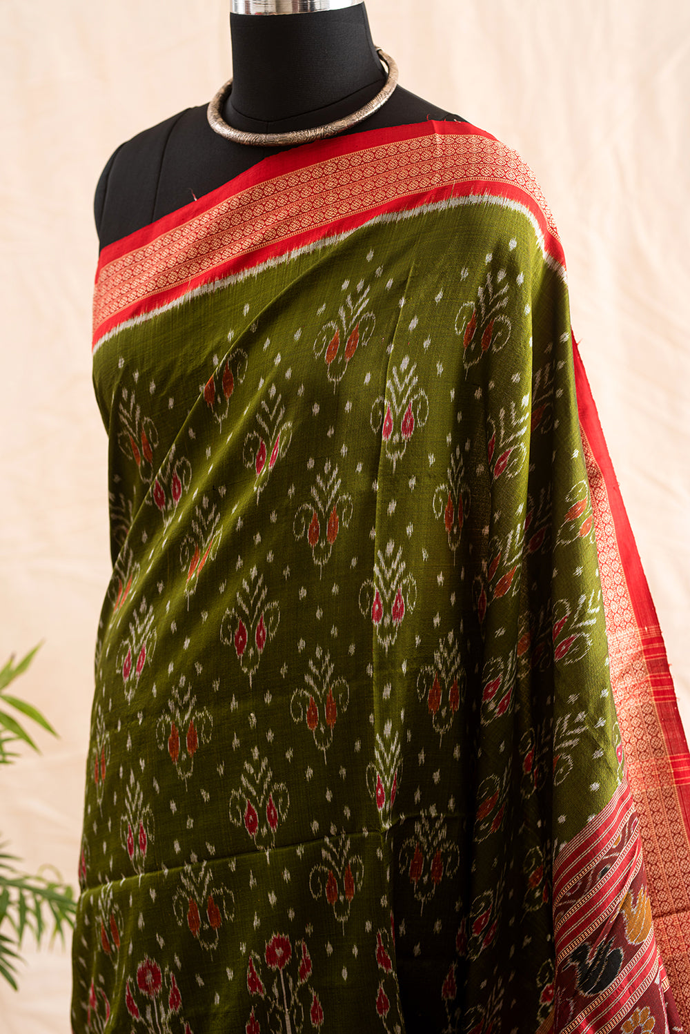 Green & Red Odisha Silk