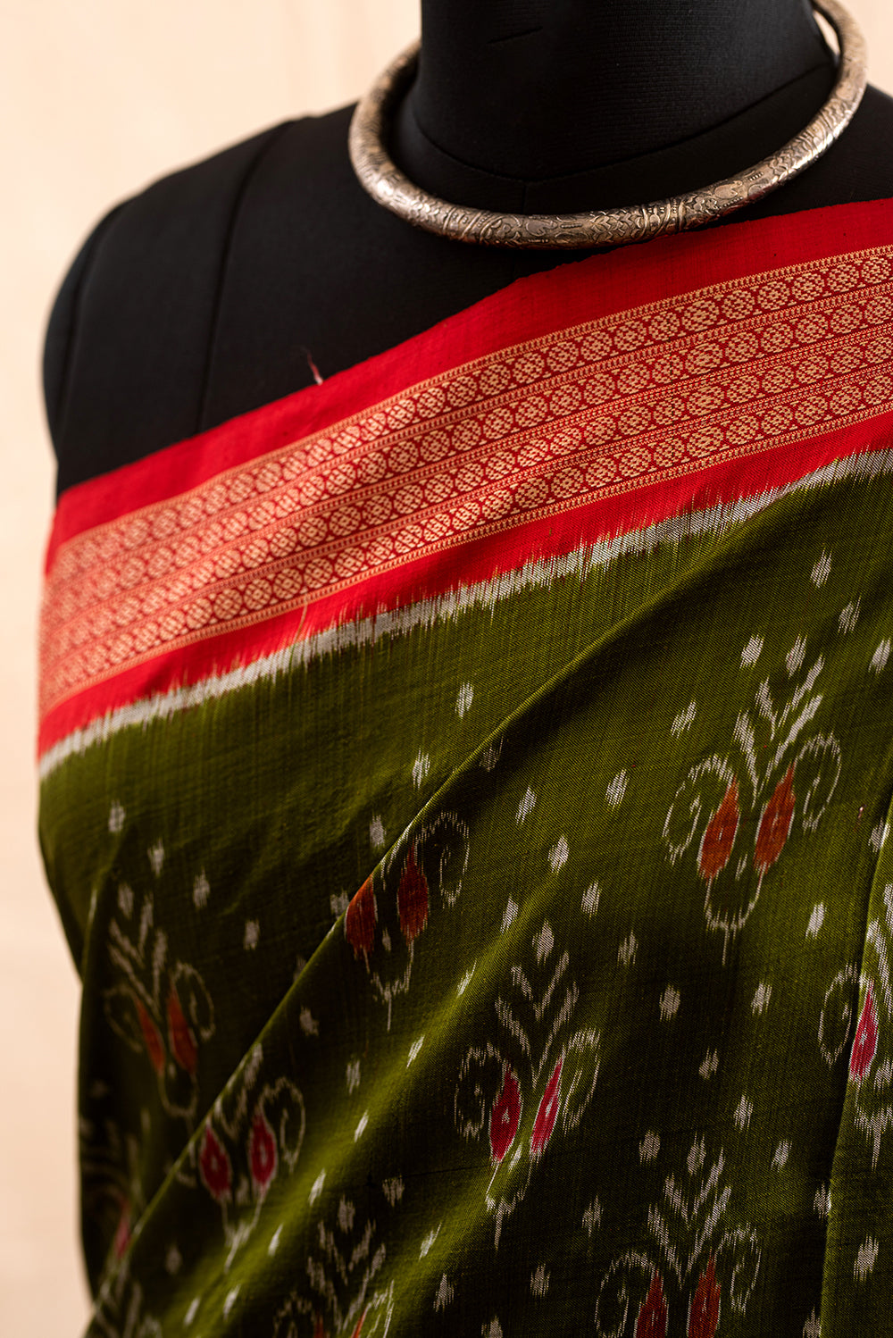 Green & Red Odisha Silk