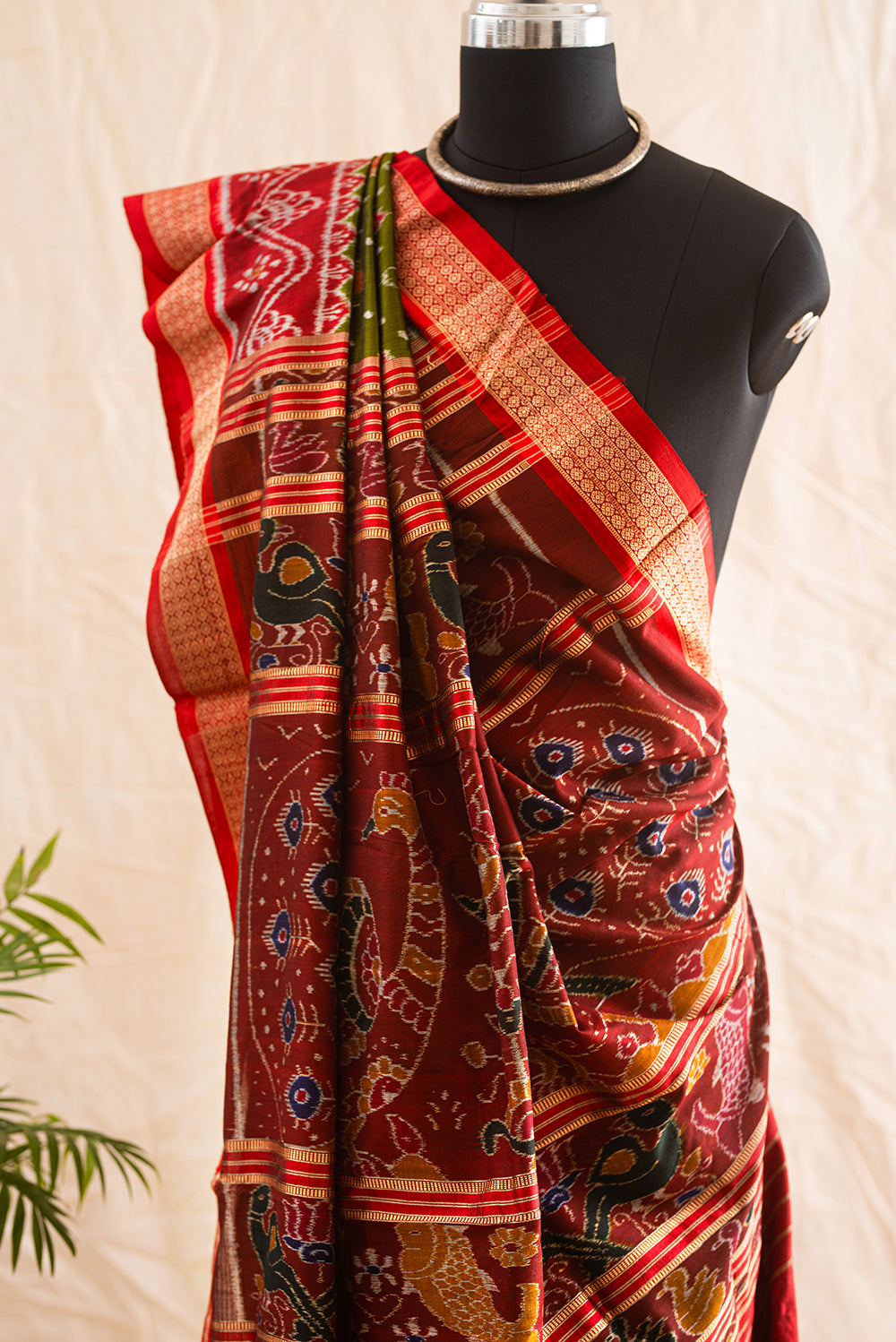 Green & Red Odisha Silk