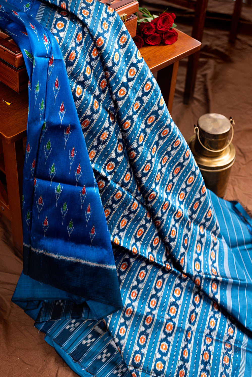 Teal Blue Odisha Silk