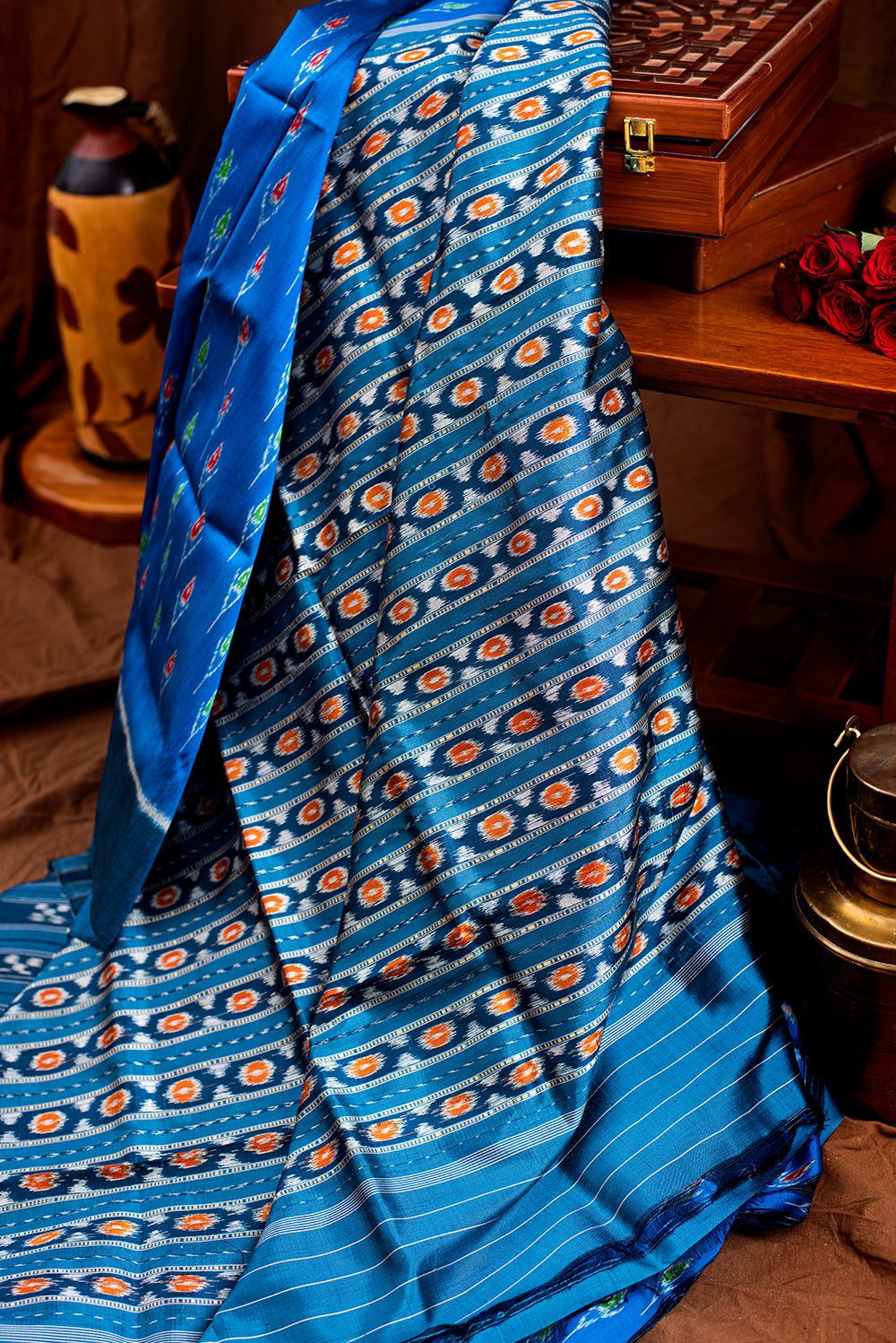 Teal Blue Odisha Silk