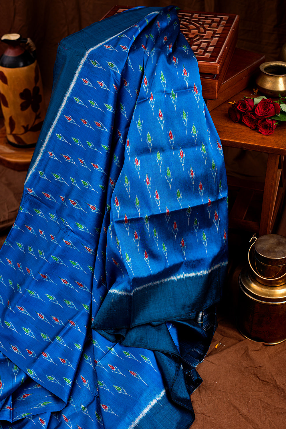 Teal Blue Odisha Silk