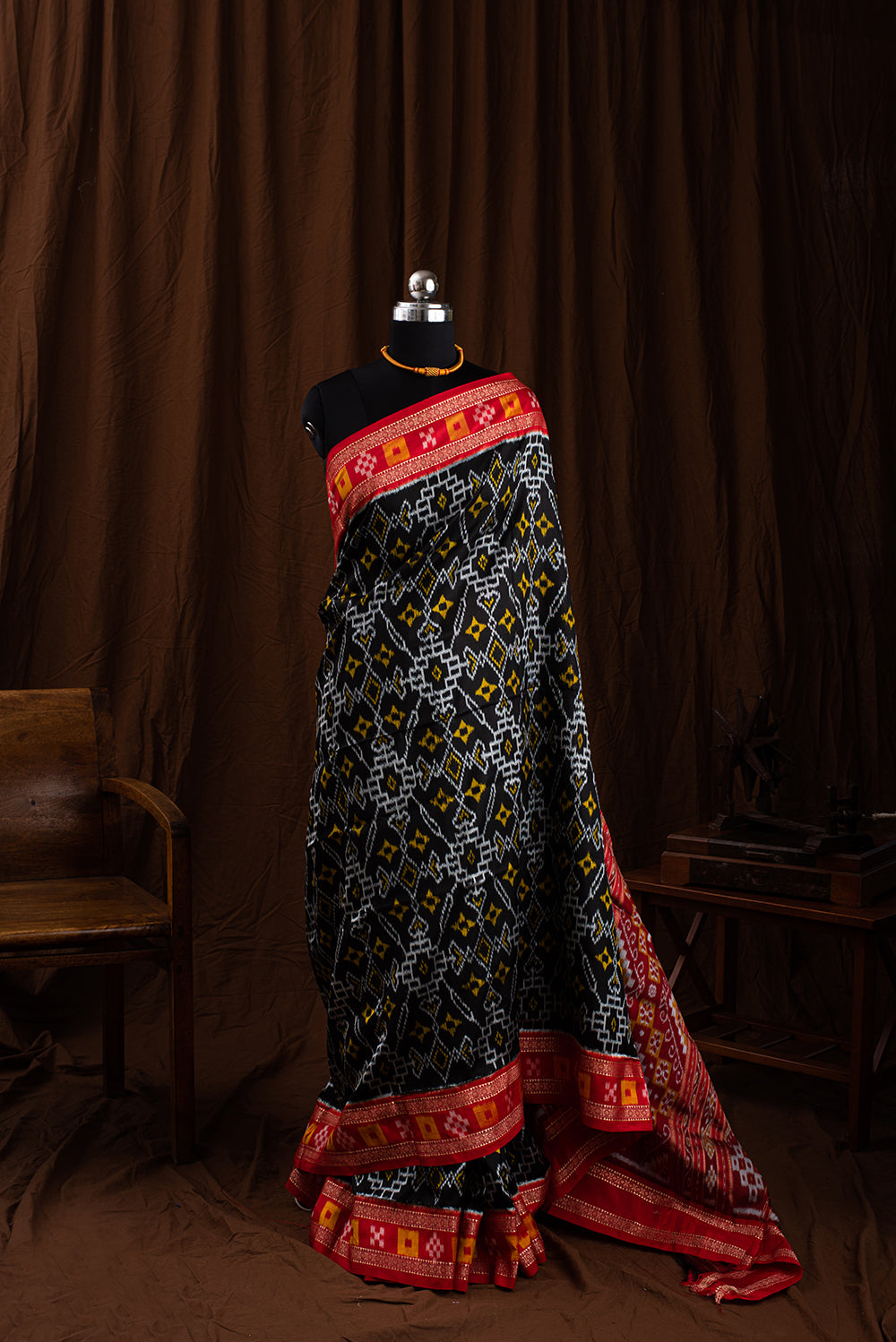 Red & Black Odisha Silk