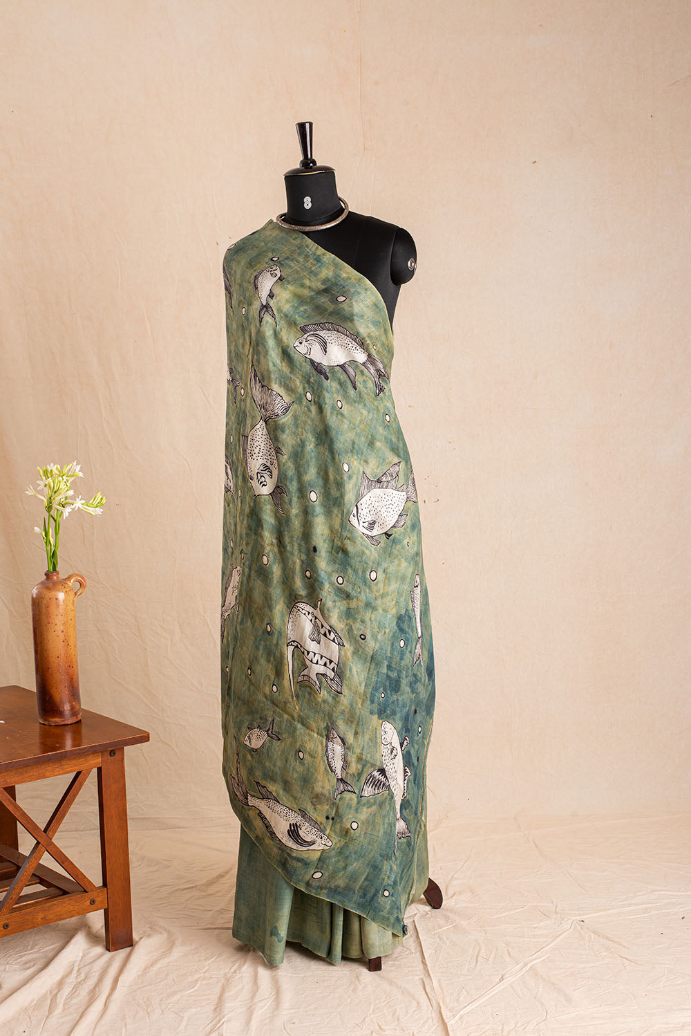 Olive Green Hand Painted