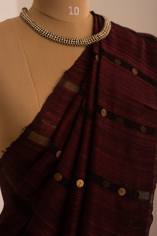 Reddish Maroon Bengal Linen & Gicha