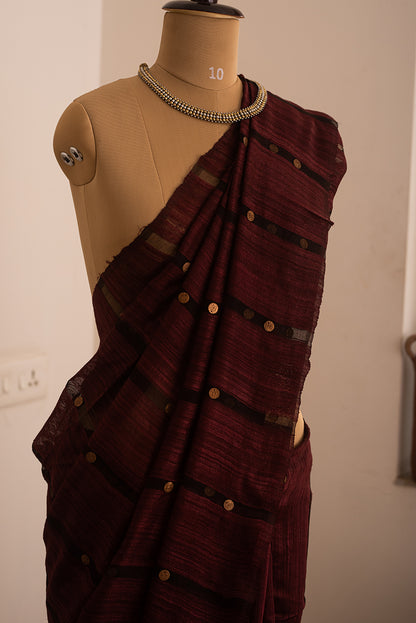 Reddish Maroon Bengal Linen & Gicha