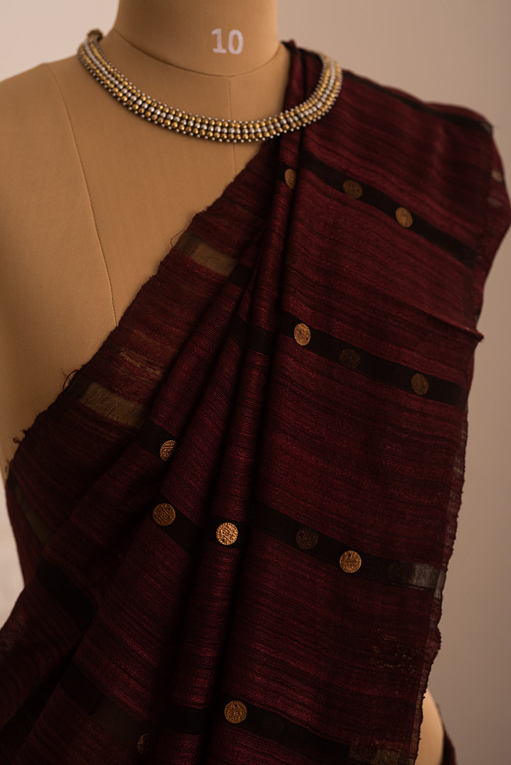 Reddish Maroon Bengal Linen & Gicha
