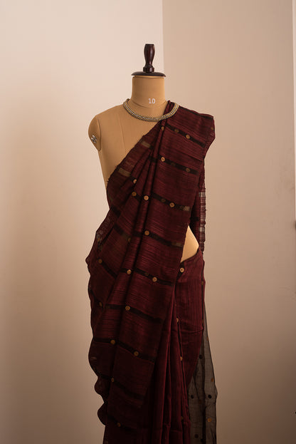 Reddish Maroon Bengal Linen & Gicha