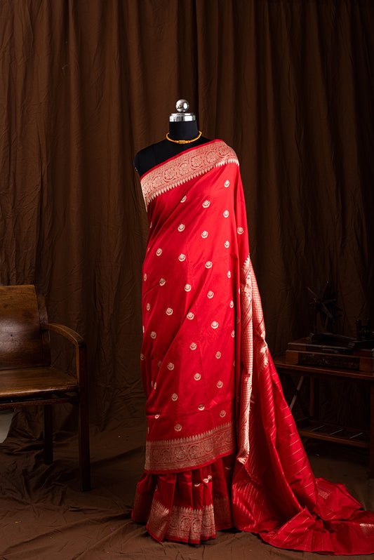 Red Katan Silk Benarasi