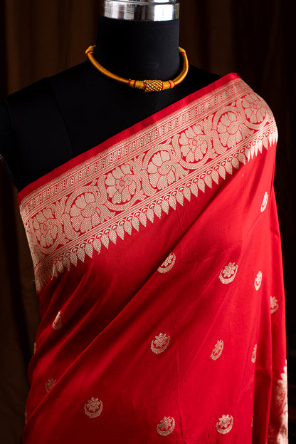 Red Katan Silk Benarasi