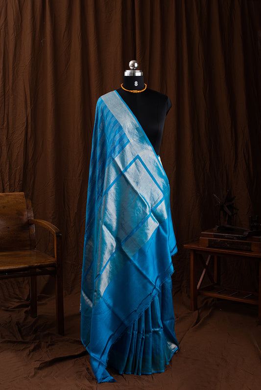 Turquoise Blue Katan Silk Benarasi
