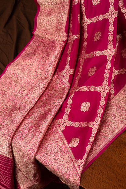 Bright Pink Katan Silk Benarasi