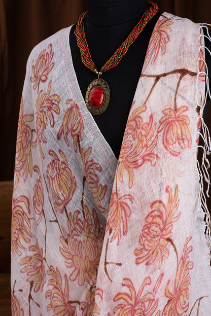 White Bengal Linen Eco Print